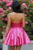 Load image into Gallery viewer, Sparkly Corset Fuchsia Satin A Line Short Homecoming Dress with Beading
