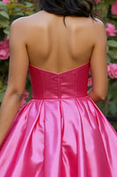 Load image into Gallery viewer, Sparkly Corset Fuchsia Satin A Line Short Homecoming Dress with Beading