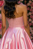 Load image into Gallery viewer, Sparkly Pink A Line Corset Satin Short Homecoming Dress