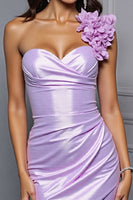 Load image into Gallery viewer, Lilac Satin One Shoulder Short Bodycon Homecoming Dress