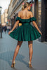 Load image into Gallery viewer, Dark Green A Line Satin Short Homecoming Dress with Ruffles