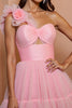 Load image into Gallery viewer, Floral Pink A Line One Shoulder Short Tulle Homecoming Dress
