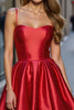 Load image into Gallery viewer, Red Satin Spaghetti Straps A Line Short Homecoming Dress