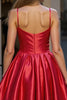 Load image into Gallery viewer, Red Satin Spaghetti Straps A Line Short Homecoming Dress