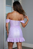 Load image into Gallery viewer, Lilac Bodycon Satin Short Homecoming Dress with Ruffles