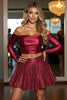 Load image into Gallery viewer, Sparkly Burgundy 2 Piece A Line Short Homecoming Dress