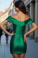Load image into Gallery viewer, Dark Green Bodycon Satin Short Homecoming Dress with Keyhole