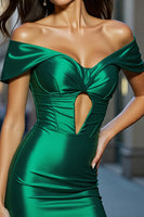 Load image into Gallery viewer, Dark Green Bodycon Satin Short Homecoming Dress with Keyhole