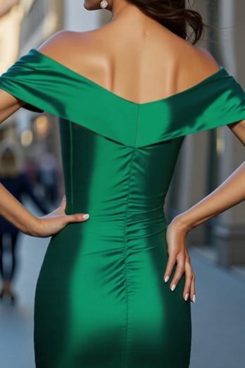 Dark Green Bodycon Satin Short Homecoming Dress with Keyhole