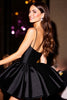 Load image into Gallery viewer, Black Satin Corset A Line Short Homecoming Dress