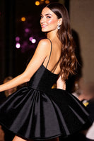 Load image into Gallery viewer, Black Satin Corset A Line Short Homecoming Dress
