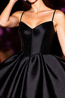 Load image into Gallery viewer, Black Satin Corset A Line Short Homecoming Dress