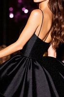 Load image into Gallery viewer, Black Satin Corset A Line Short Homecoming Dress