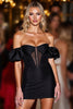 Load image into Gallery viewer, Black Bodycon Corset Off the Shoulder Short Homecoming Dress