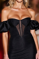 Load image into Gallery viewer, Black Bodycon Corset Off the Shoulder Short Homecoming Dress