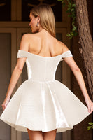 Load image into Gallery viewer, White Corset A Line Deep V-Neck Short Homecoming Dress