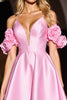Load image into Gallery viewer, Floral Pink Corset A Line Short Satin Homecoming Dress