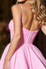 Load image into Gallery viewer, Pink Satin Ruched A Line Short Homecoming Dress