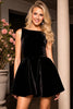 Load image into Gallery viewer, Black Velvet A Line Bateau Neck Short Homecoming Dress
