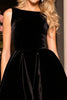 Load image into Gallery viewer, Black Velvet A Line Bateau Neck Short Homecoming Dress