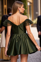 Load image into Gallery viewer, Army Green Satin Corset Short Homecoming Dress with Ruffles