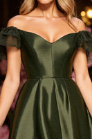 Load image into Gallery viewer, Army Green Satin Corset Short Homecoming Dress with Ruffles
