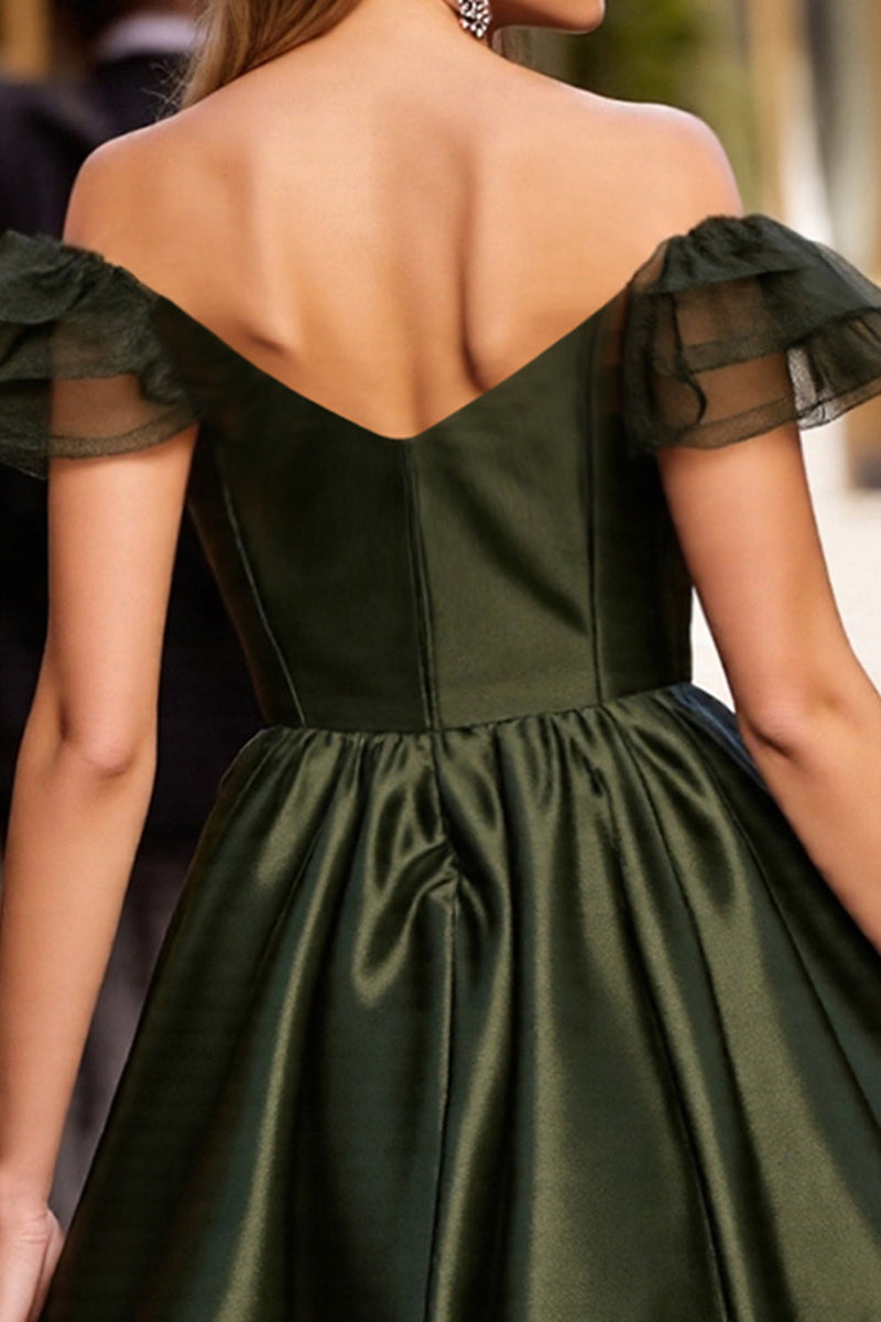 Load image into Gallery viewer, Army Green Satin Corset Short Homecoming Dress with Ruffles