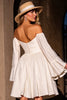 Load image into Gallery viewer, Ivory Off the Shoulder A Line Midi Homecoming Dress with Sleeves