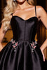 Load image into Gallery viewer, Black Satin Spaghetti Straps A Line Short Homecoming Dress