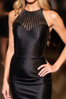 Load image into Gallery viewer, Sparkly Black Halter Corset Tight Short Homecoming Dress