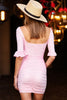 Load image into Gallery viewer, Floral Pink Corset Satin Tight Short Homecoming Dress