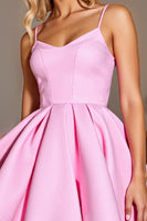 Load image into Gallery viewer, Pink Corset A Line Spaghetti Straps Short Satin Homecoming Dress