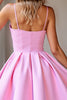 Load image into Gallery viewer, Pink Corset A Line Spaghetti Straps Short Satin Homecoming Dress