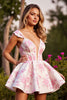 Load image into Gallery viewer, Floral White Corset Short Homecoming Dress with Cap Sleeves