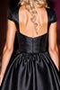 Load image into Gallery viewer, Black Corset Satin Short Homecoming Dress with Cap Sleeves