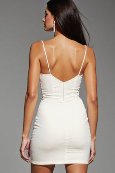 Ivory Corset Bodycon Satin Short Homecoming Dress