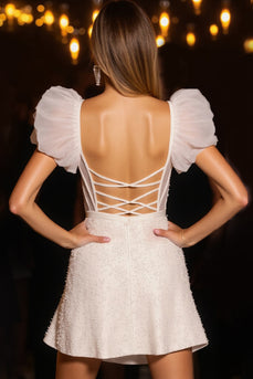 Ivory Corset Tulle Bodycon Short Homecoming Dress