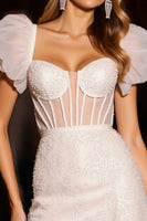 Load image into Gallery viewer, Ivory Corset Tulle Bodycon Short Homecoming Dress