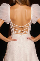 Load image into Gallery viewer, Ivory Corset Tulle Bodycon Short Homecoming Dress