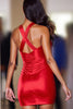 Load image into Gallery viewer, Red Tight Halter Satin Short Homecoming Dress