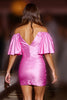 Load image into Gallery viewer, Fuchsia Bodycon Corset Satin Short Homecoming Dress with Ruffles