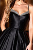 Load image into Gallery viewer, Sparkly Black Satin A Line Short Corset Homecoming Dress with Beading
