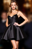 Load image into Gallery viewer, Black Corset Spaghetti Straps A Line Short Satin Homecoming Dress