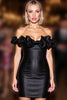 Load image into Gallery viewer, Black Ruffled Tight Satin Short Homecoming Dress