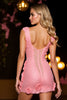 Load image into Gallery viewer, Pink Tight Ruched Short Homecoming Dress with 3D Flowers