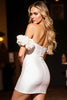 Load image into Gallery viewer, White Satin Short Bodycon Homecoming Dress with 3D Flowers