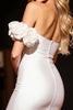 Load image into Gallery viewer, White Satin Short Bodycon Homecoming Dress with 3D Flowers