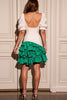 Load image into Gallery viewer, White and Green Bodycon Satin Short Homecoming Dress with Ruffles