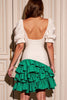 Load image into Gallery viewer, White and Green Bodycon Satin Short Homecoming Dress with Ruffles