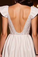 Load image into Gallery viewer, Sparkly Ivory Corset Satin A Line Short Homecoming Dress with Beading